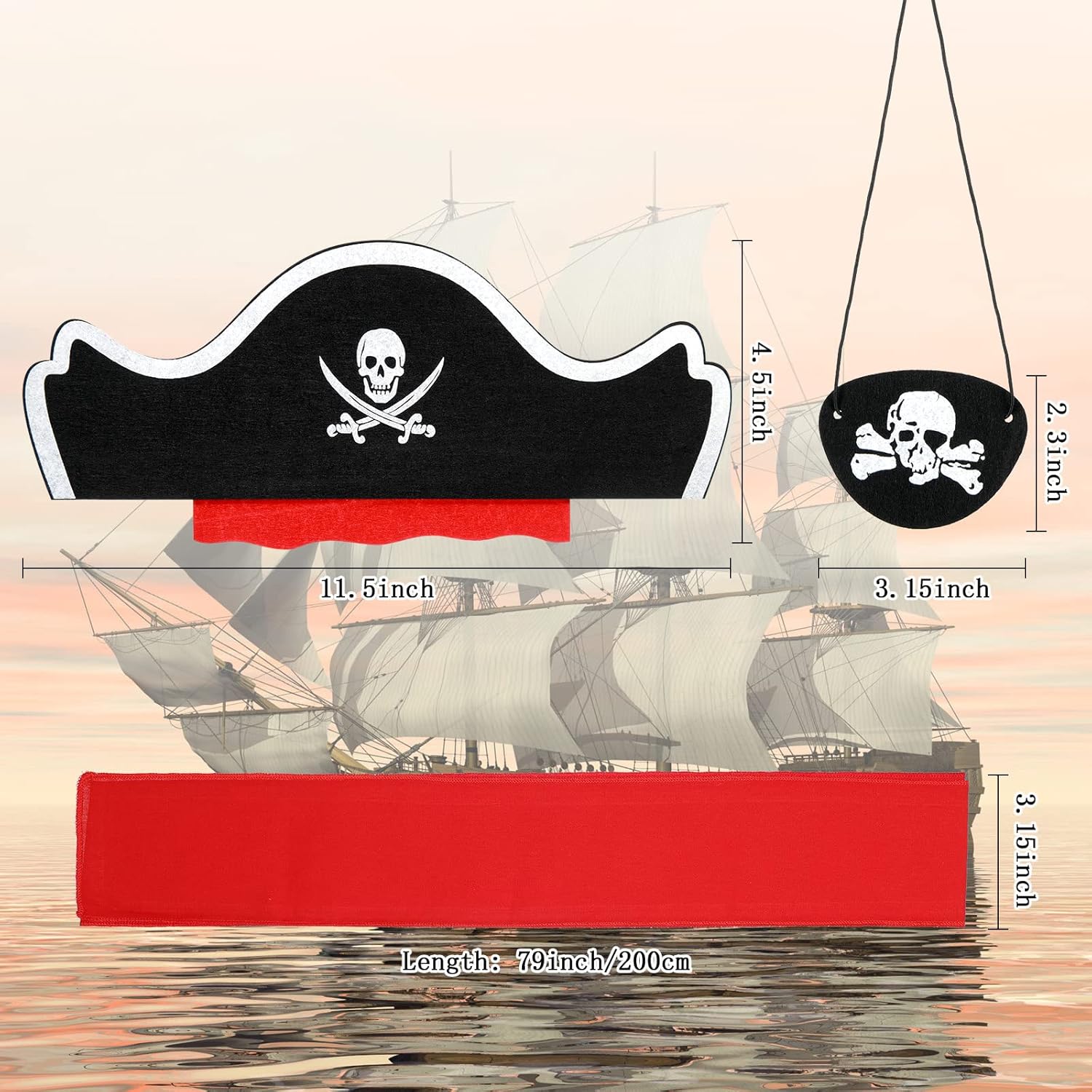Vicenpal Pirate Costume Accessories Set for Kids Halloween