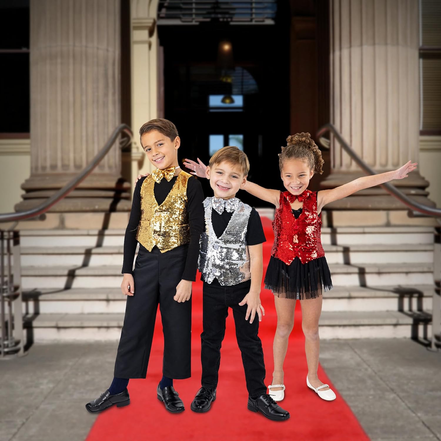 Sparkling Sequin Vest for Boys Dress Up America - Bow Tie Costume