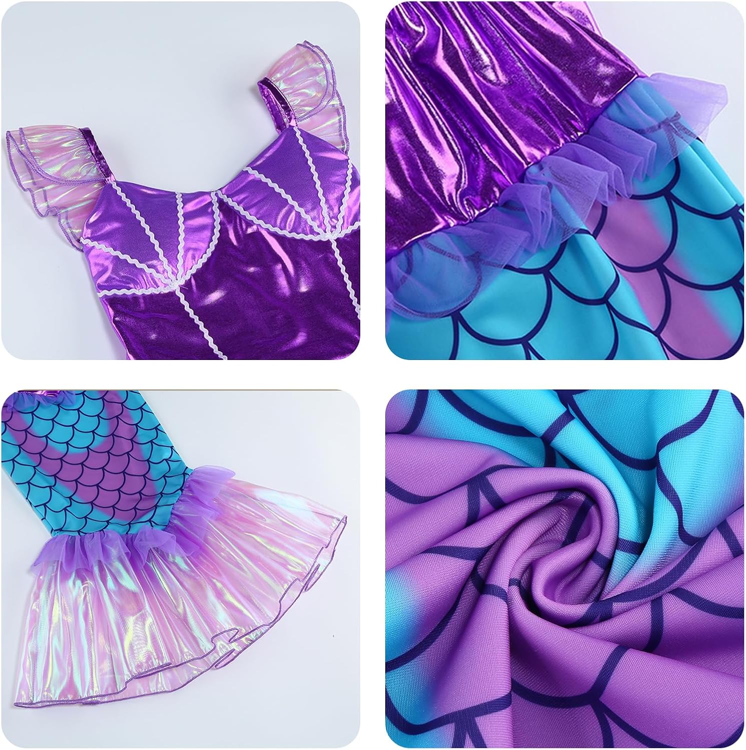 Mermaid Princess Costume Little Mermaid Dress for Girls with Crown