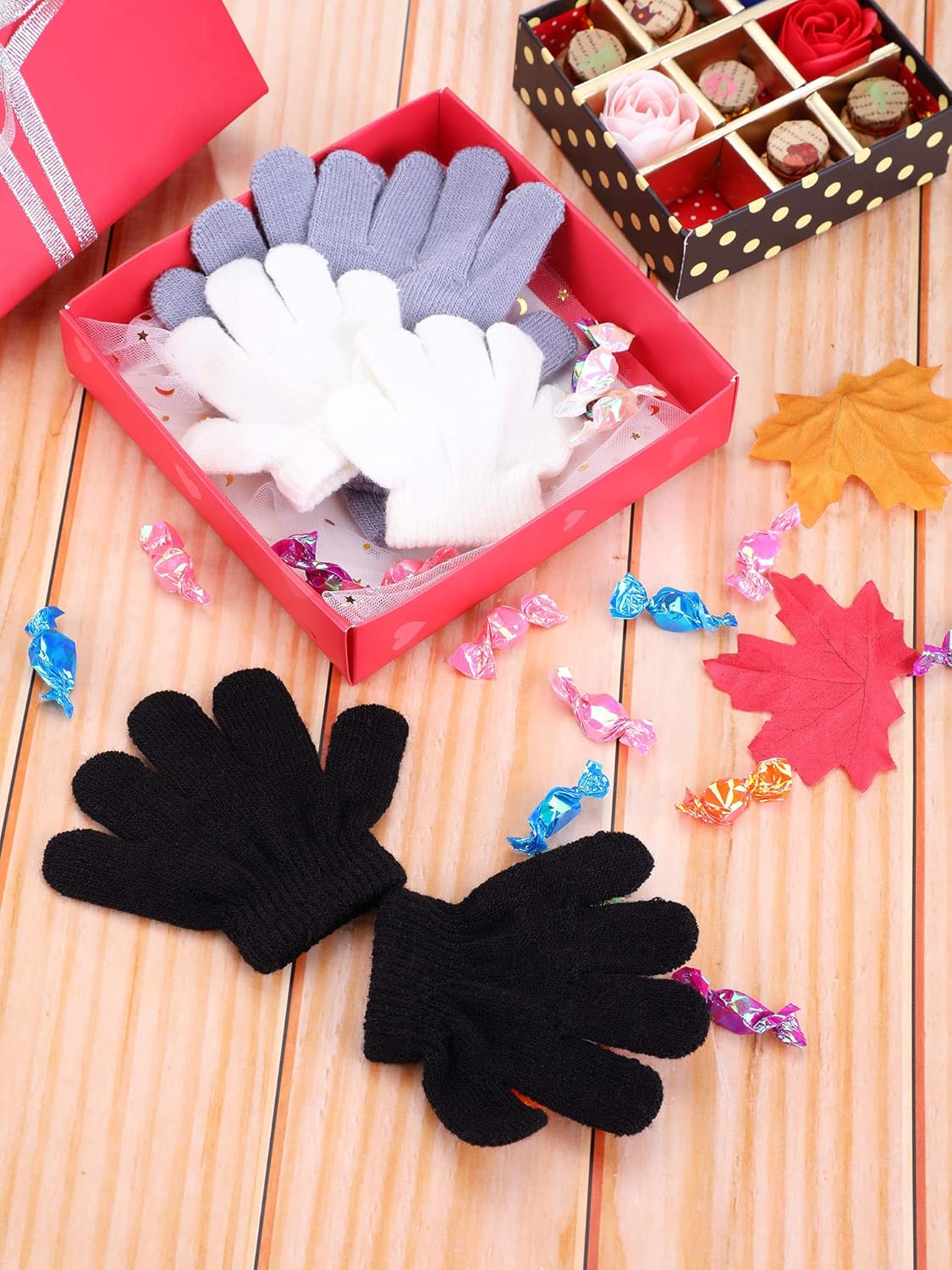EBOOT Kids Full Fingers Knitted Gloves Winter Warm Mitten