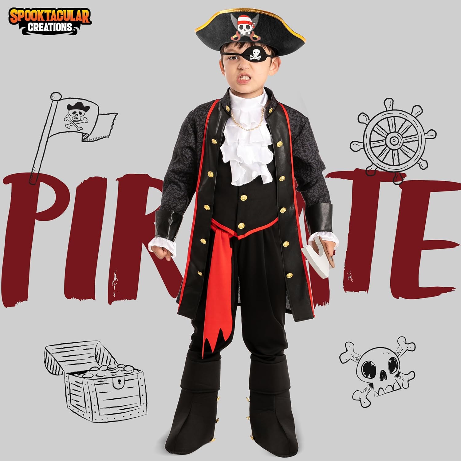 Halloween Pirate Costume for Kids - Captains Best Trick or Treat Setup