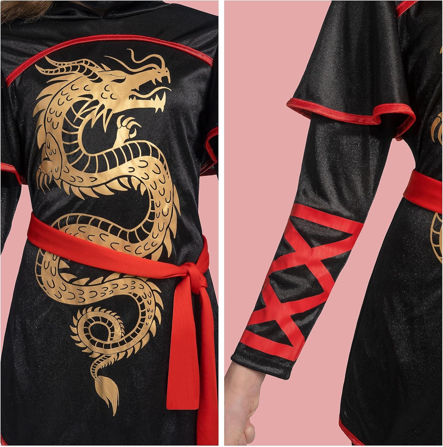 Spooktacular Creations Black and Red Ninja Costume Set for Girls